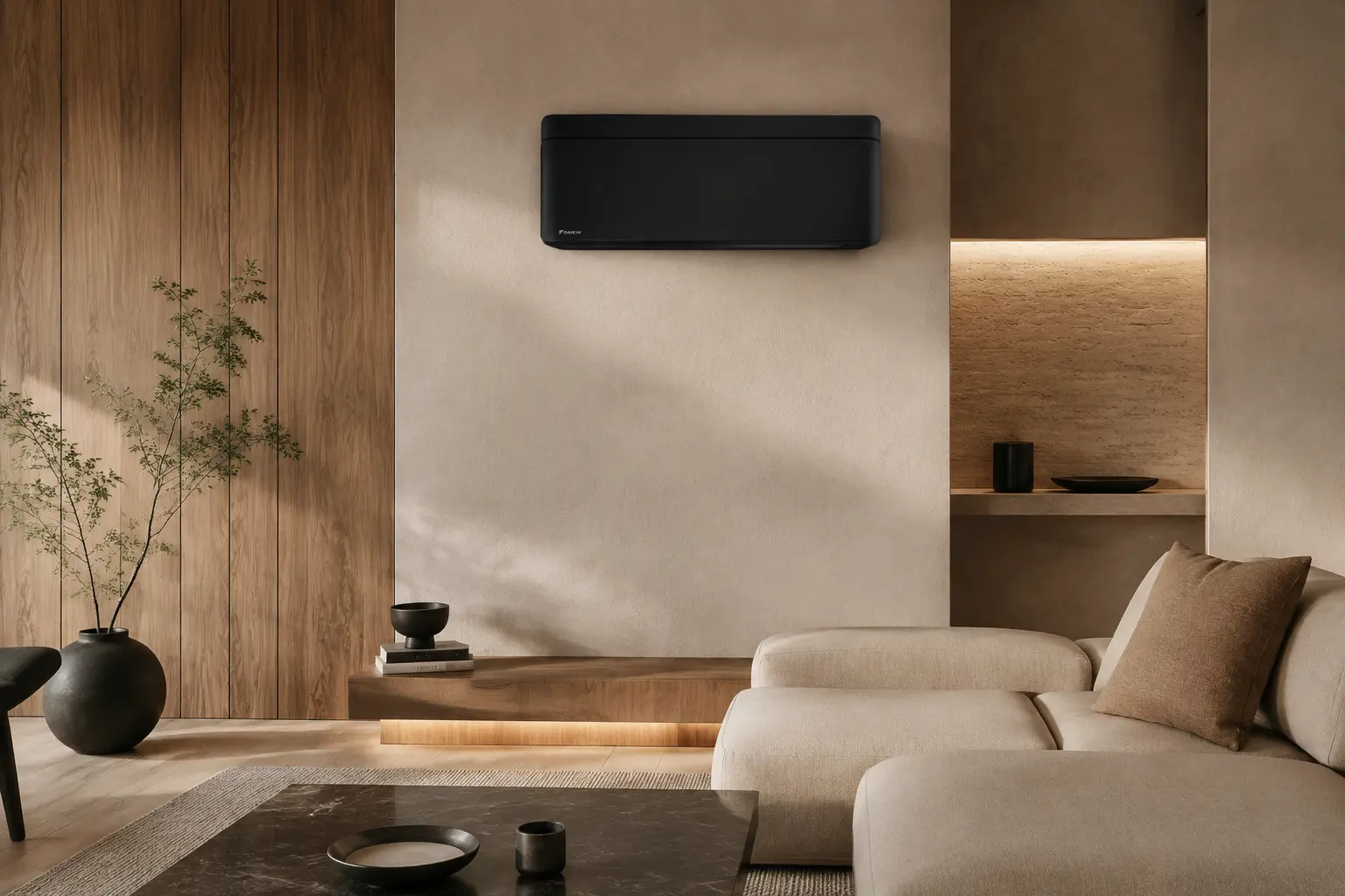 Черен климатик Daikin Stylish в премиум дизайнерски интериор