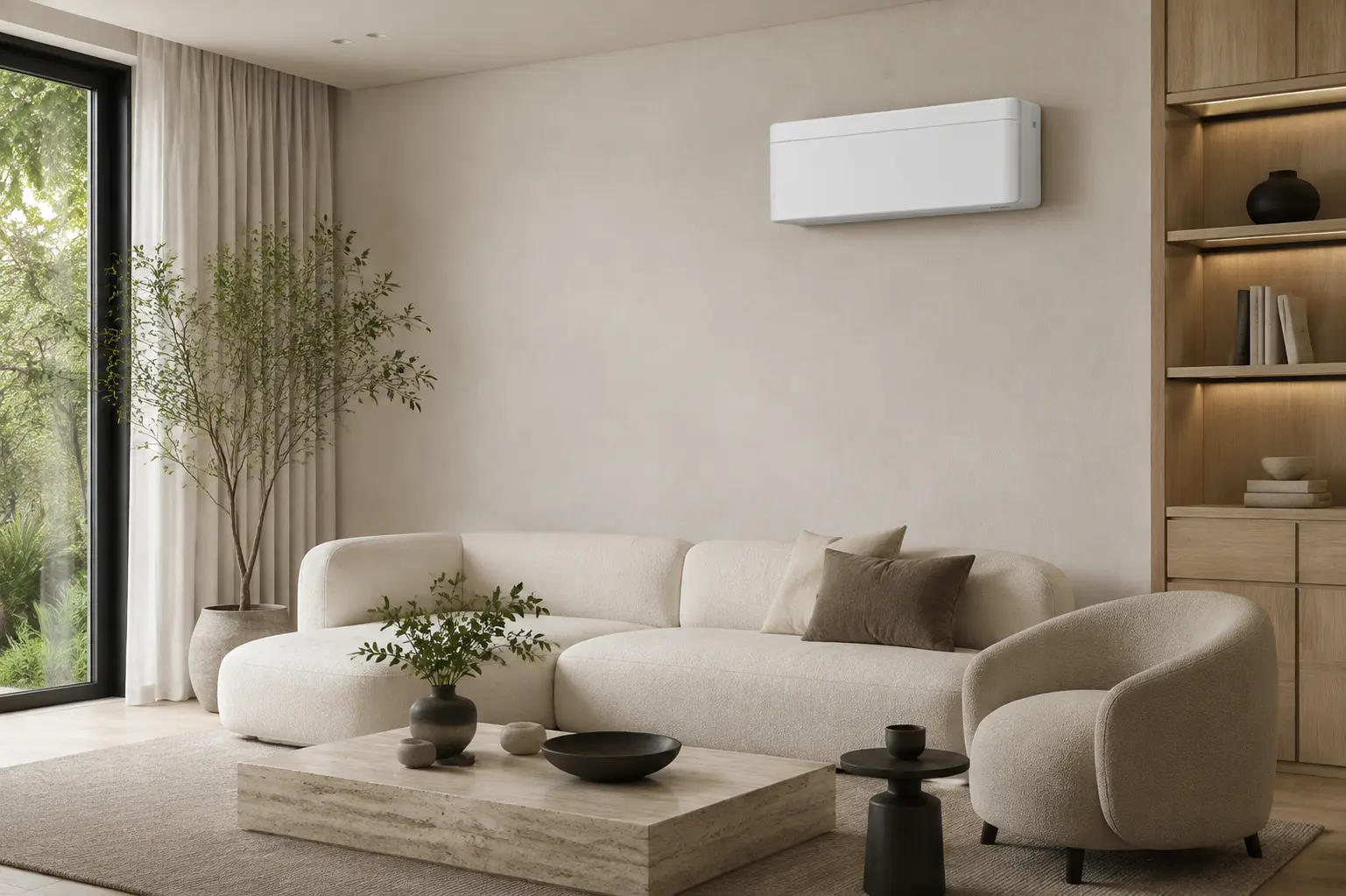 Бял климатик Daikin Stylish в премиум дизайнерски интериор