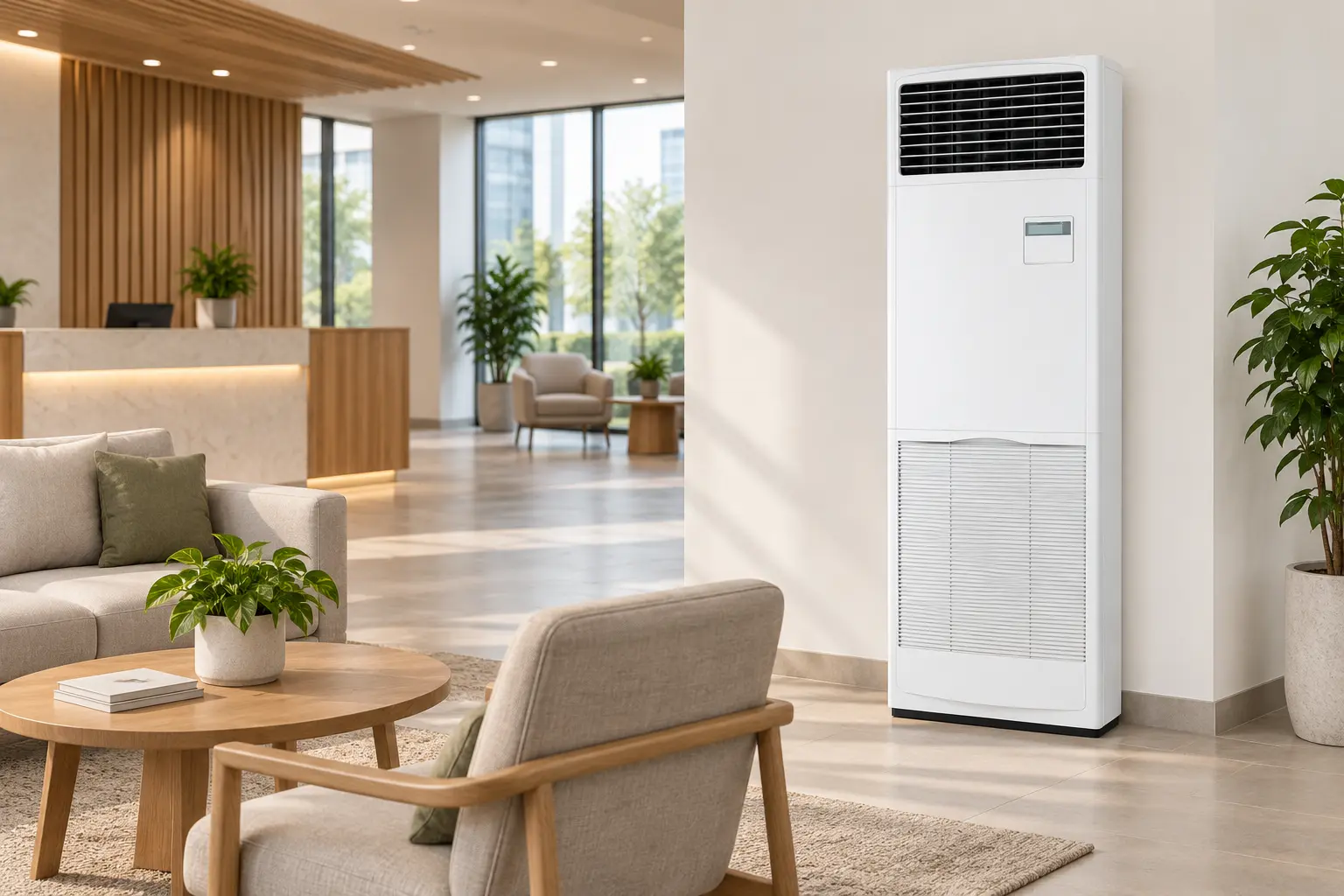 Колонен климатик Mitsubishi Electric PSA-M71KA в светъл модерен интериор
