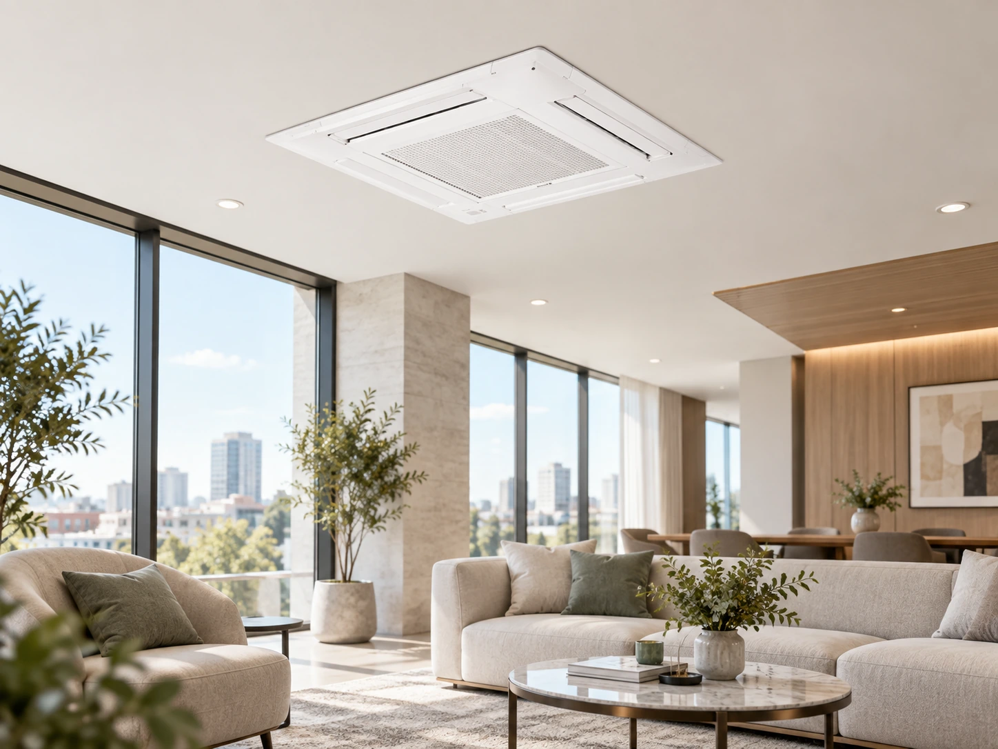 Касетъчен климатик Mitsubishi Electric SLZ-M в модерен интериор